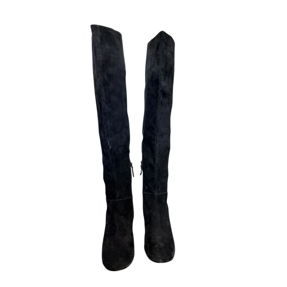 Cole Haan Elnora Black Suede Over The Knee Block‎ Heel Boots 8.5B